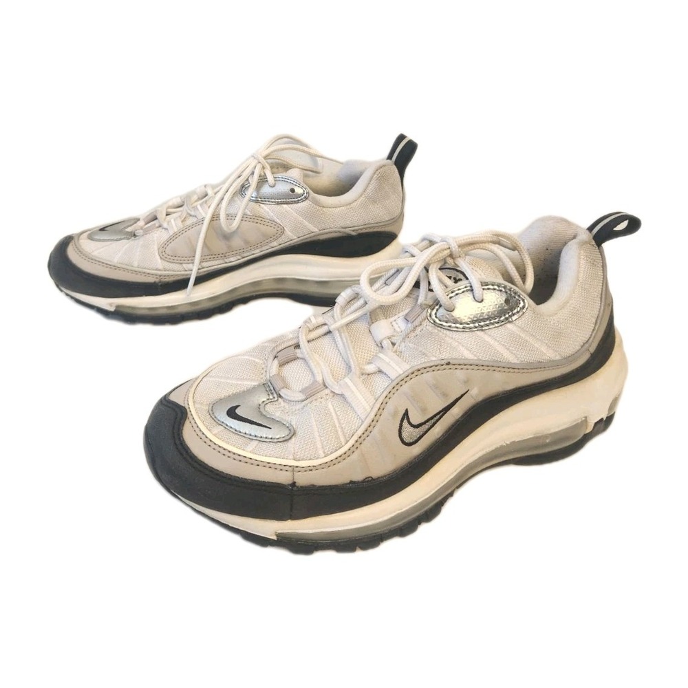 Nike Air Max 98 White Black Metallic 'Silver Desert' Womens Shoes AH6799-116 Sz8